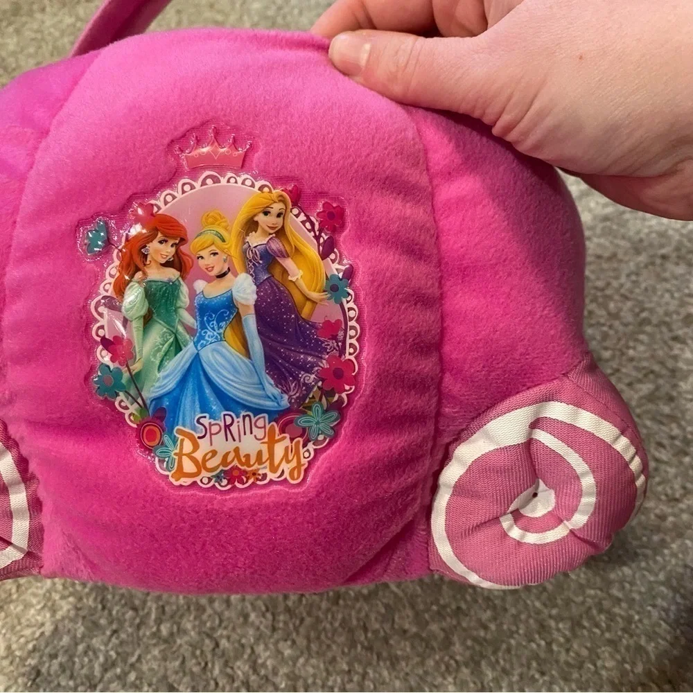 Disney Princess Carriage Plush Basket Pink Easter Halloween  Cinderella Ariel
